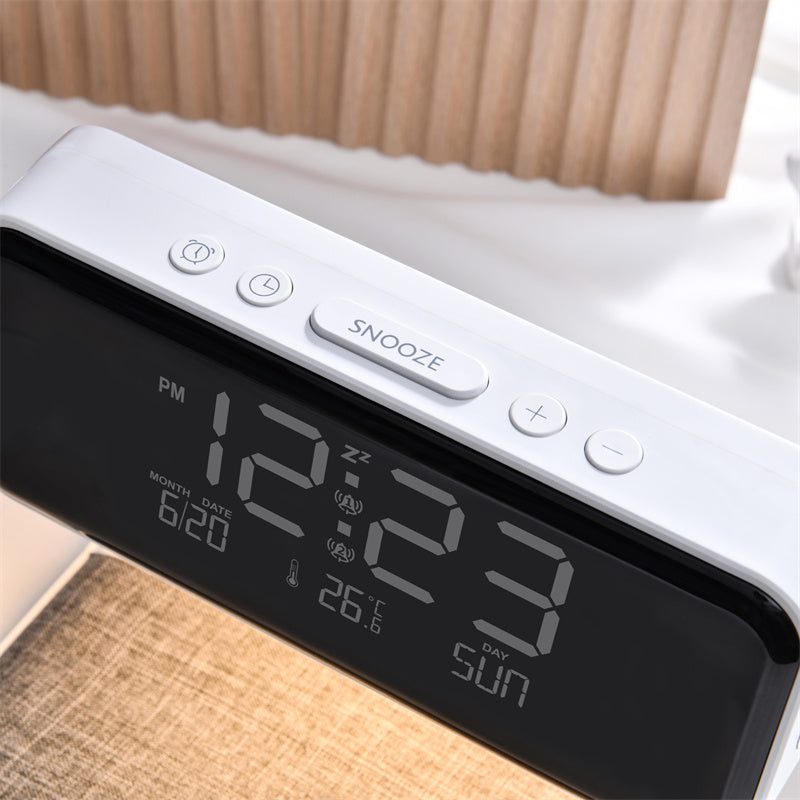3-in-1 Bedside Lamp with Wireless Charger, LCD Display & Alarm Clock