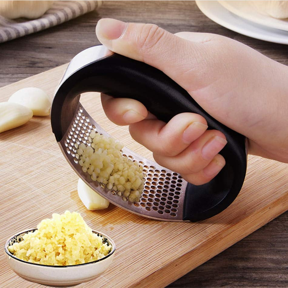 Stainless Steel Garlic Press & Masher – Heavy Duty Manual Kitchen Tool