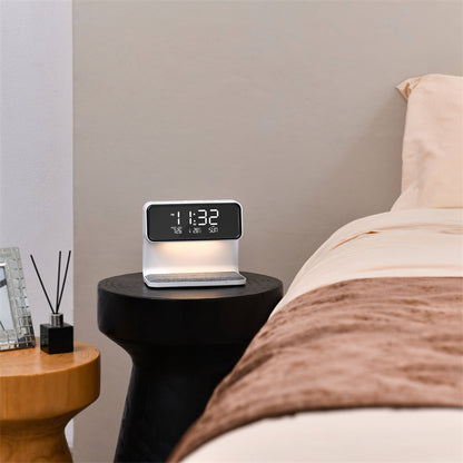 3-in-1 Bedside Lamp with Wireless Charger, LCD Display & Alarm Clock