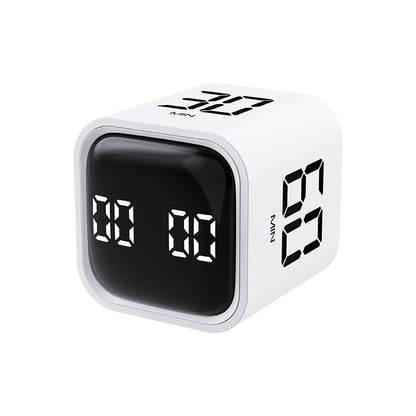 Gravity sensor timer white Cube — 4-Preset LED Productivity Timer