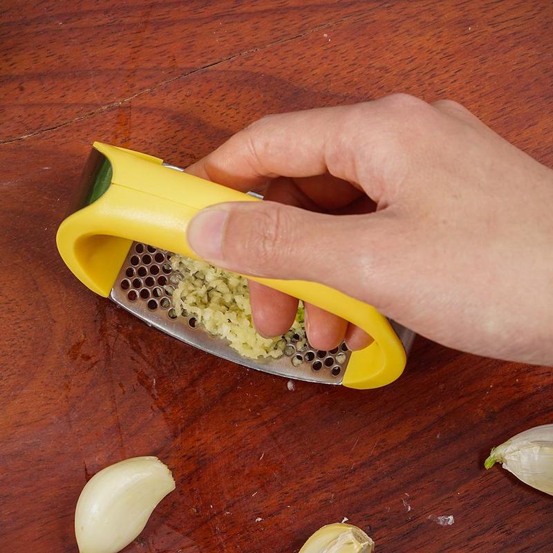 Stainless Steel Garlic Press & Masher – Heavy Duty Manual Kitchen Tool