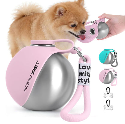 Portable Dog Water Bottle | Stainless Steel Pet Travel Bowl