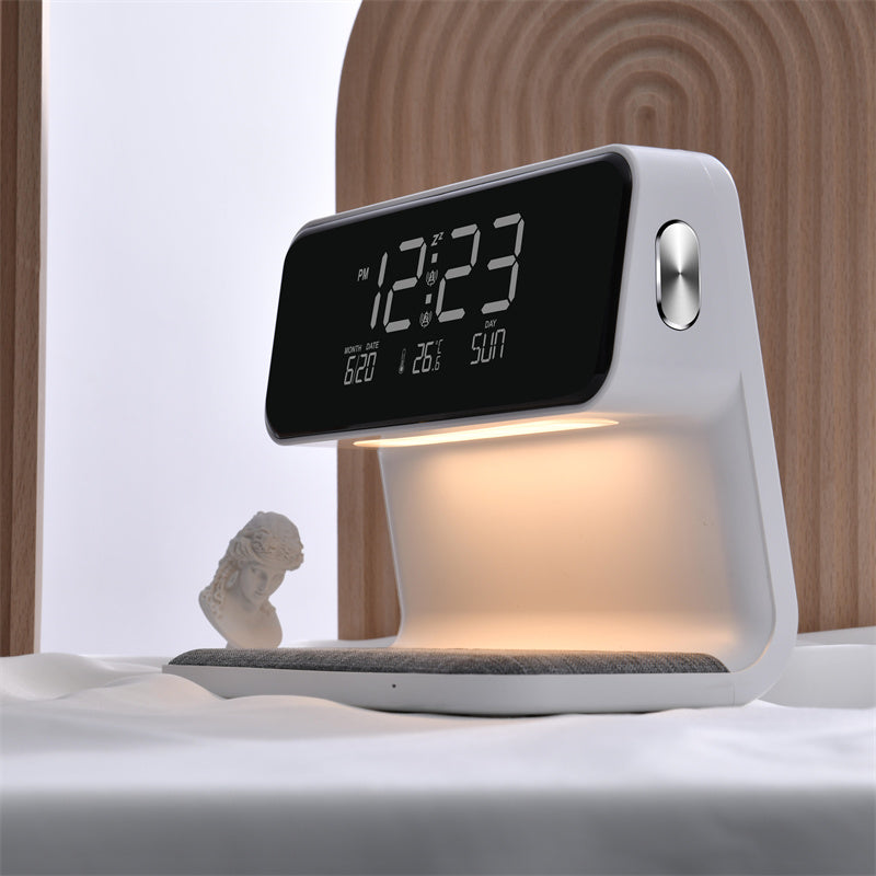 3-in-1 Bedside Lamp with Wireless Charger, LCD Display & Alarm Clock