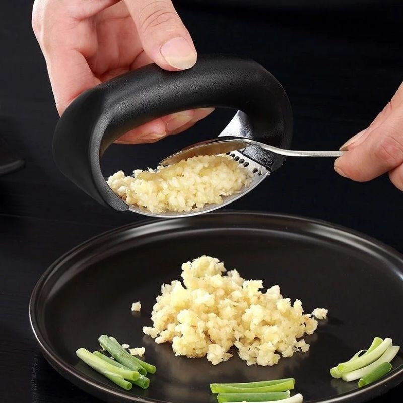 Stainless Steel Garlic Press & Masher – Heavy Duty Manual Kitchen Tool