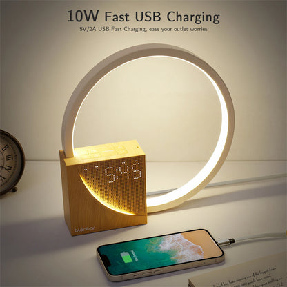 Dimmable Bedside Lamp with Natural Sounds & Built-in Alarm Clock
