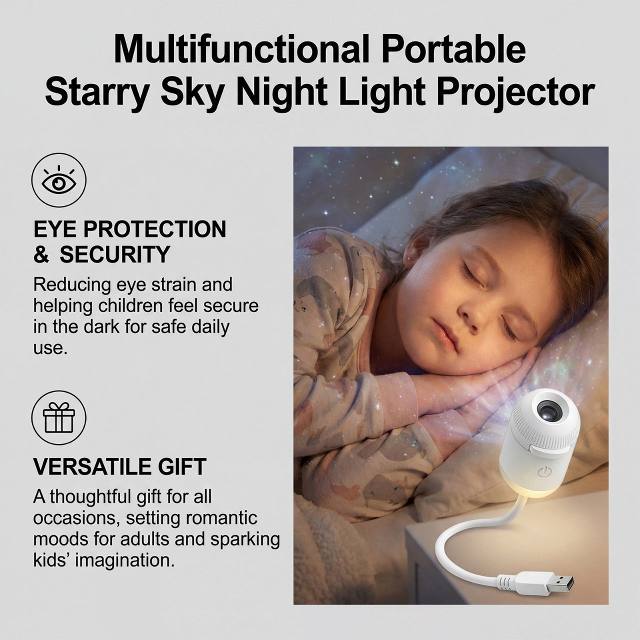 Star Projector Night Light | USB Starry Sky Lamp for Bedroom