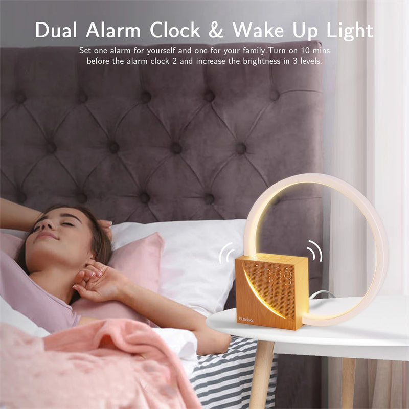 Dimmable Bedside Lamp with Natural Sounds & Built-in Alarm Clock