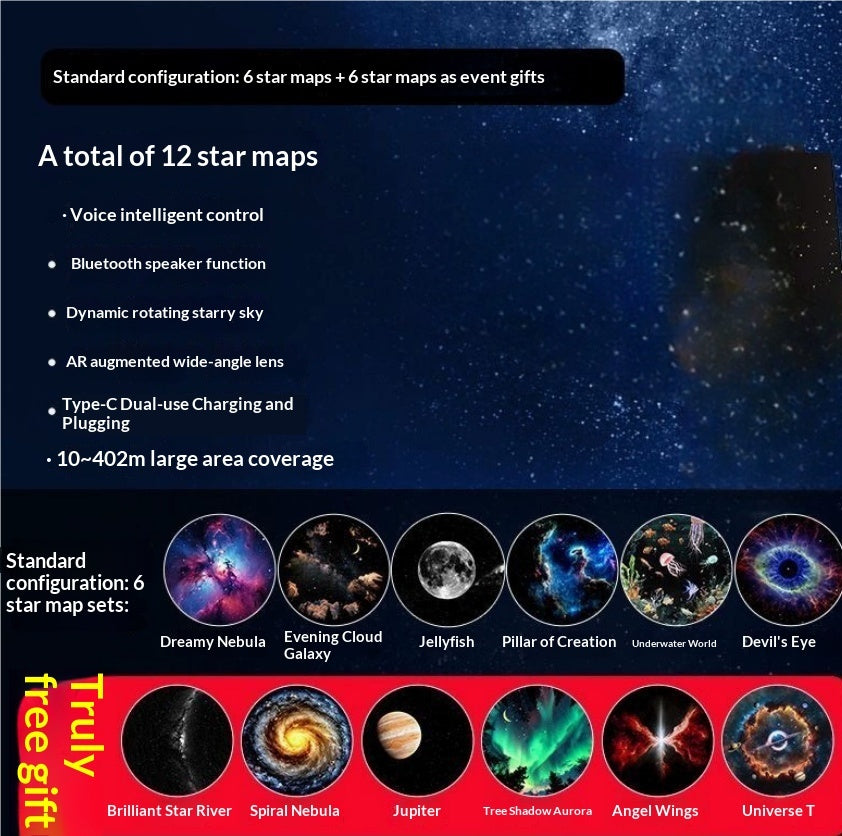 Star Projector Night Light | USB Starry Sky Lamp for Bedroom