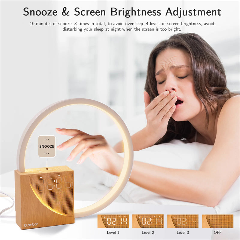 Dimmable Bedside Lamp with Natural Sounds & Built-in Alarm Clock
