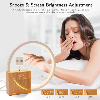 Dimmable Bedside Lamp with Natural Sounds & Built-in Alarm Clock