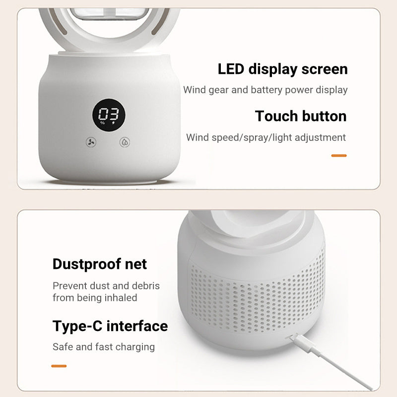 Portable Rechargeable Mist Fan with Humidifier - Stay Cool Anywhere