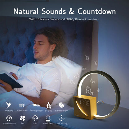 Dimmable Bedside Lamp with Natural Sounds & Built-in Alarm Clock