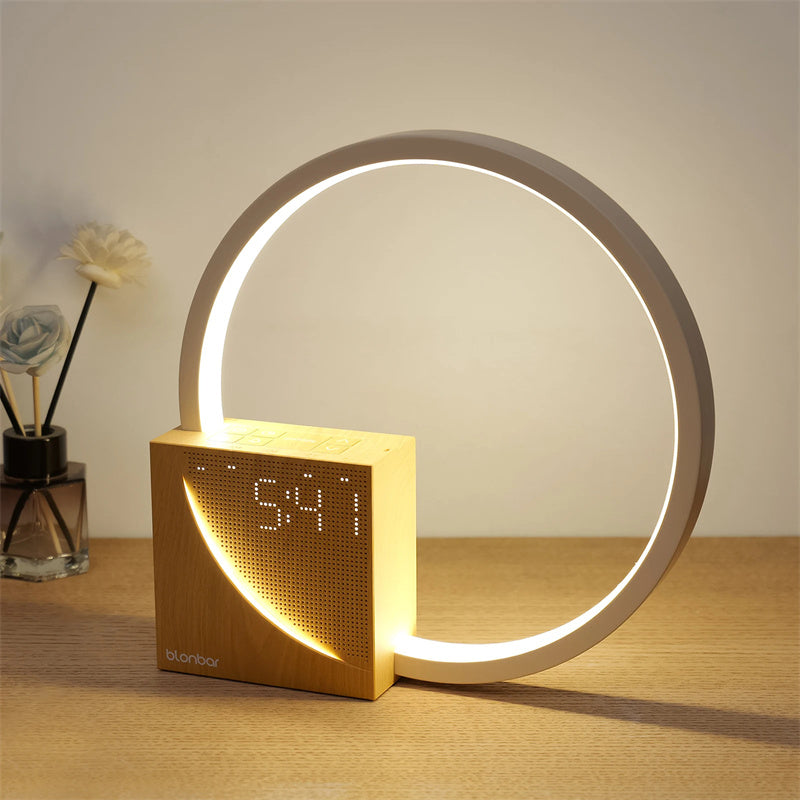 Dimmable Bedside Lamp with Natural Sounds & Built-in Alarm Clock