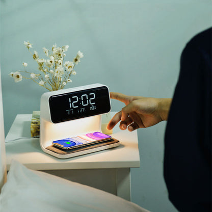 3-in-1 Bedside Lamp with Wireless Charger, LCD Display & Alarm Clock